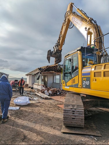 Exmouth National Coastwatch Institution (NCI) building demolition, April 2024. Credit NCI
