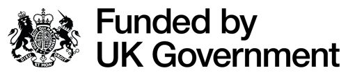 Funded by UK Government logo - text saying 'Funded by UK Government and UK emblem of a lion and unicorn